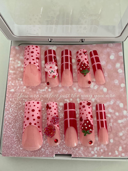 Strawberry Bear Press on Nails