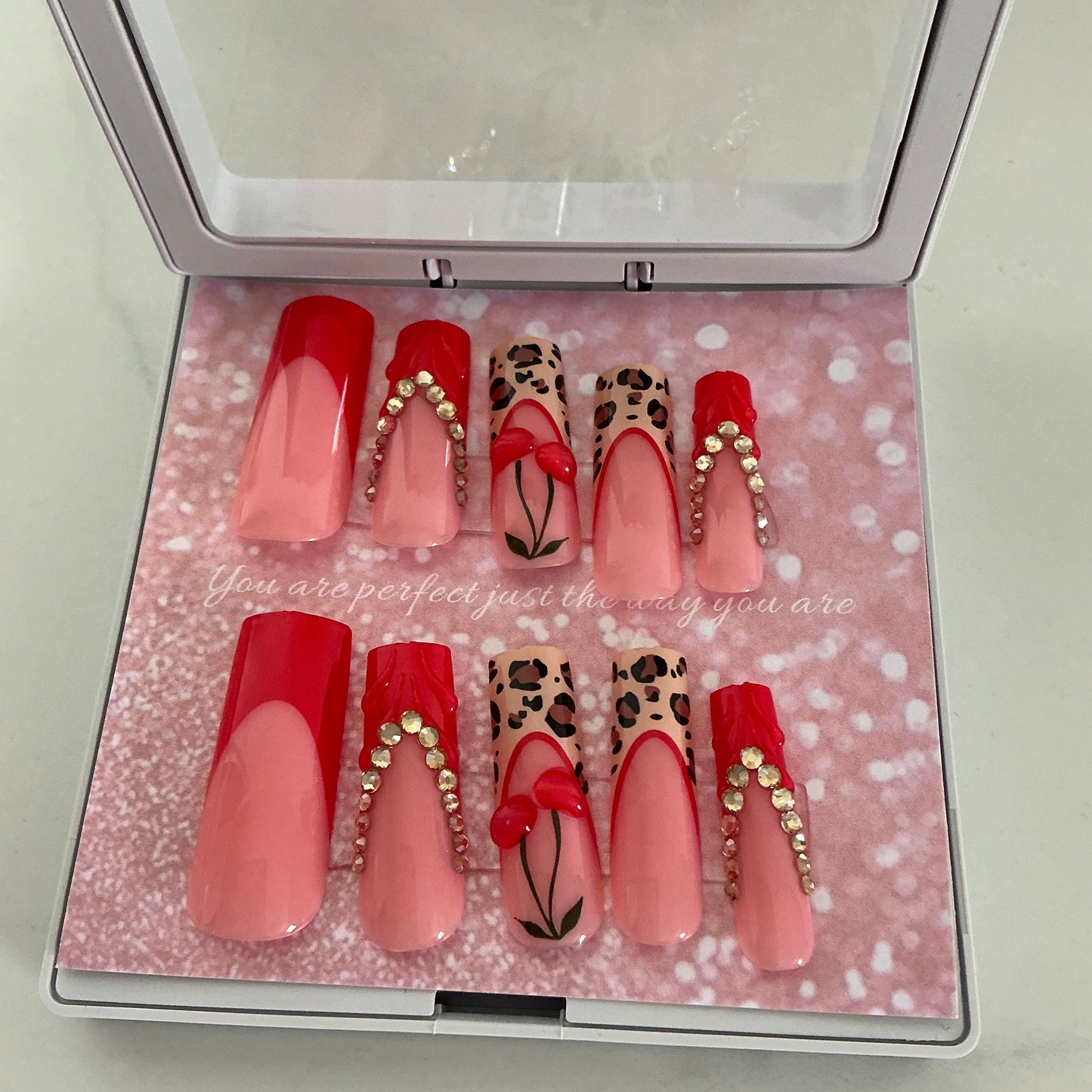 Cherry Leopard Press on Nail