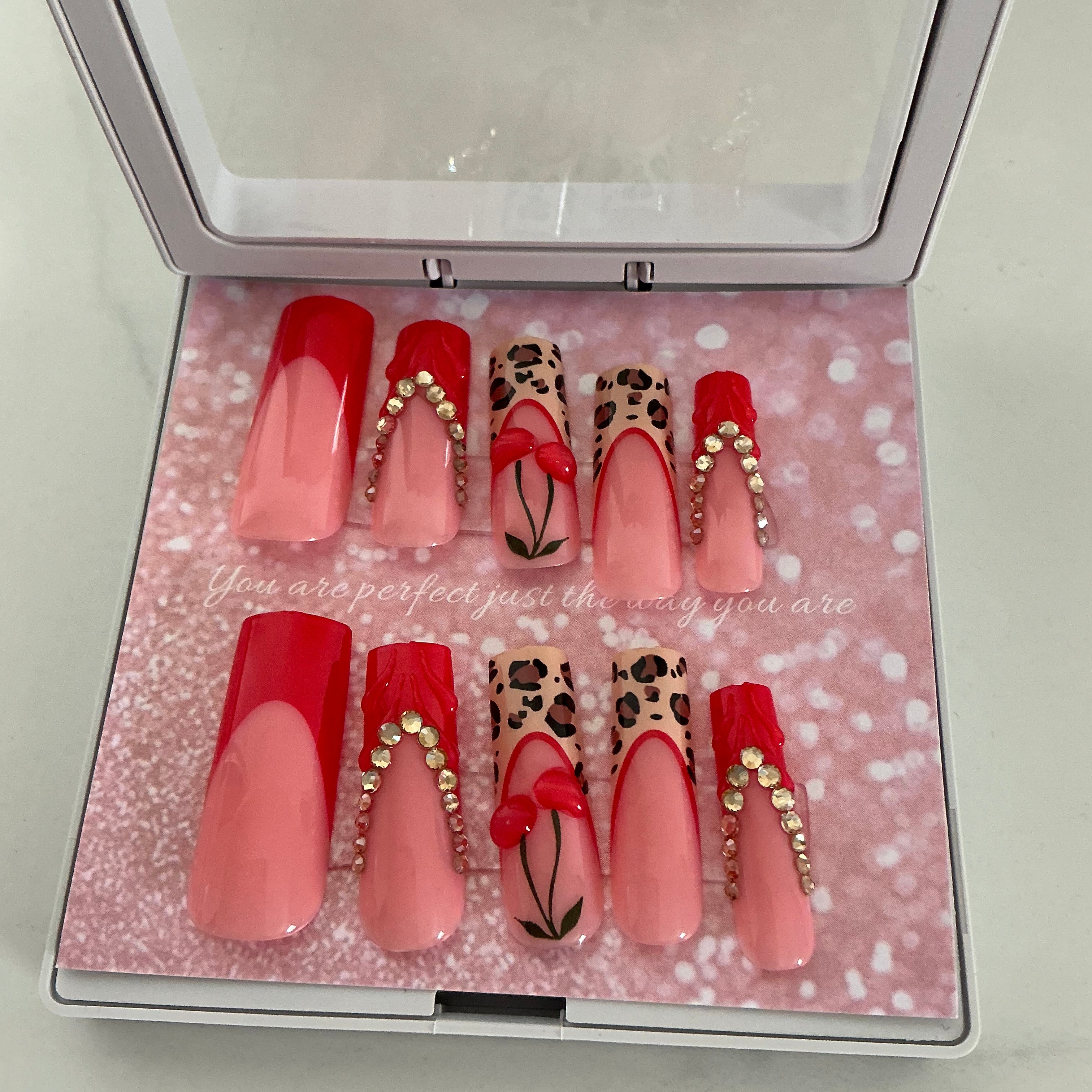 Cherry Leopard Press on Nail