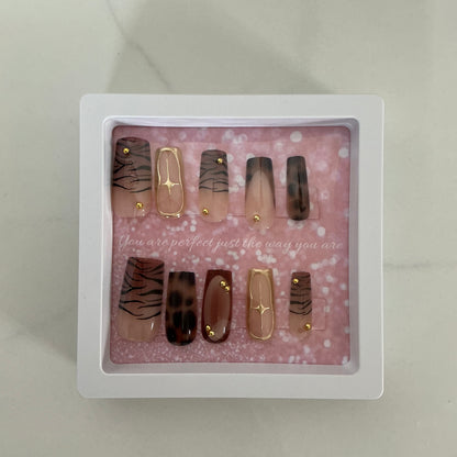 Square Leopard Press on Nails