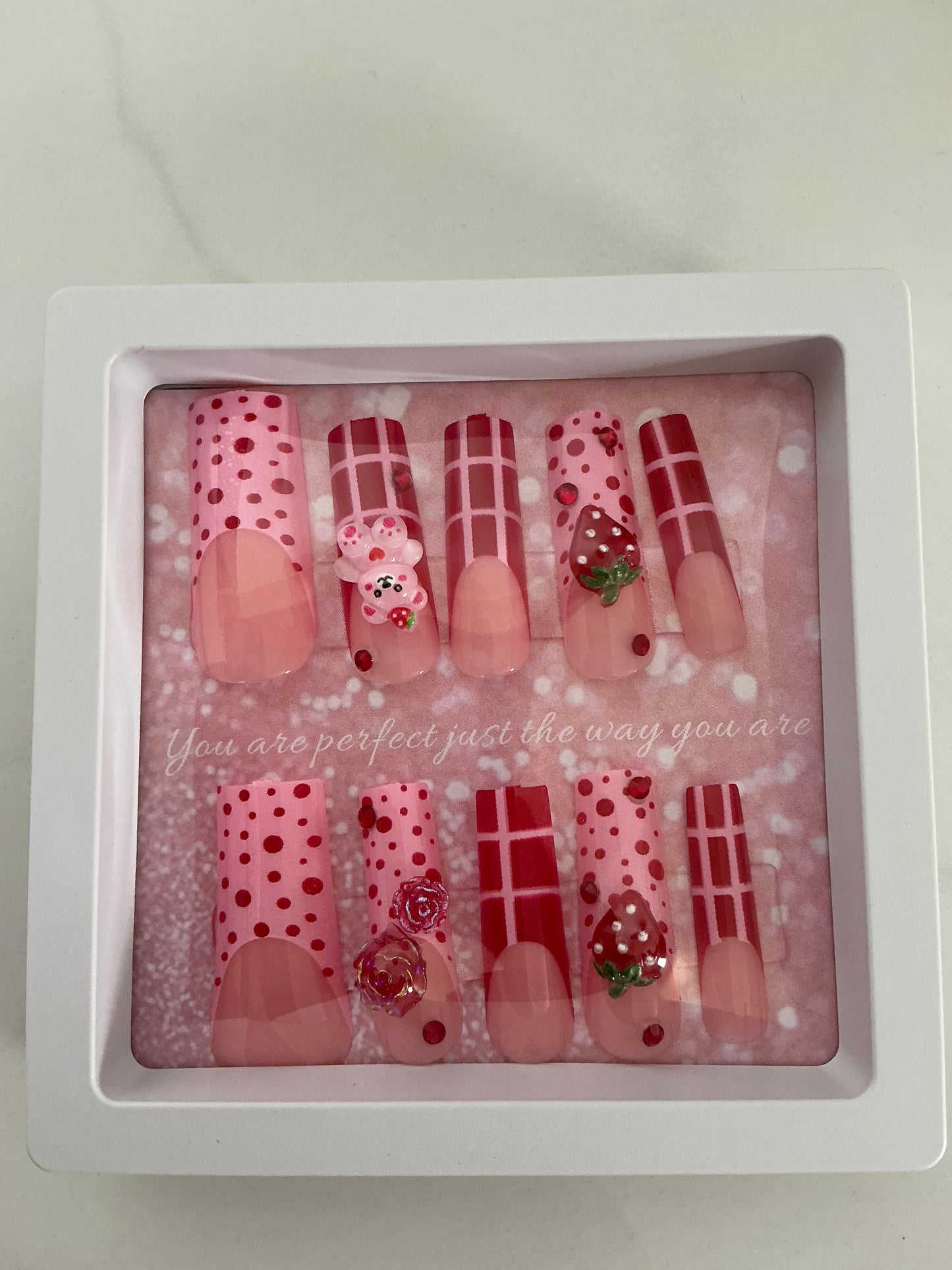 Strawberry Bear Press on Nails